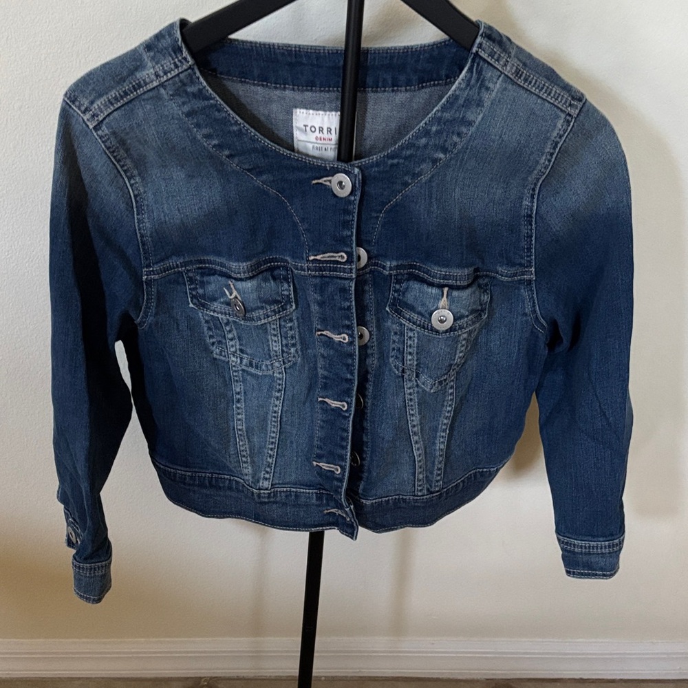 Torrid Dark Blue Denim Cropped Jacket